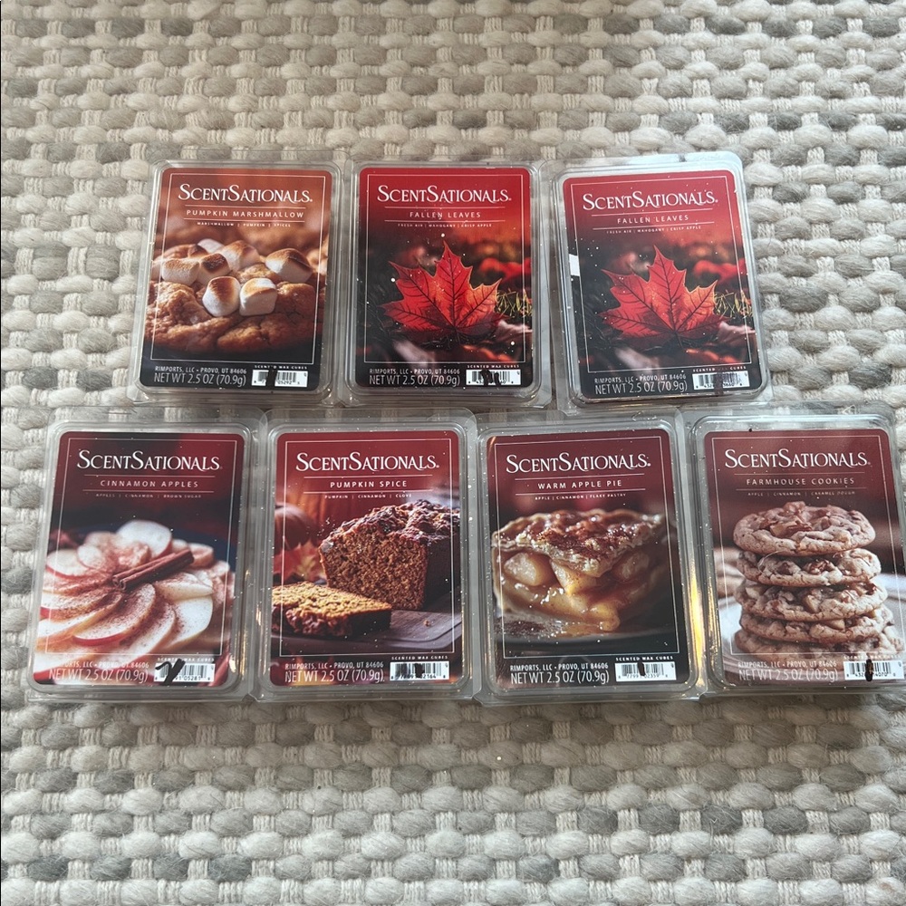 7 New fall wax cubes pumpkin cinnamon apples fallen leaves